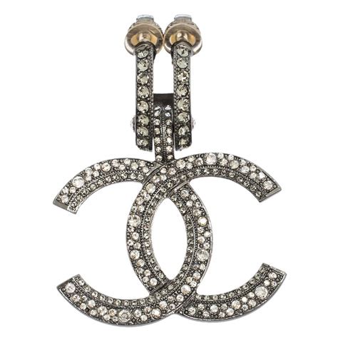 chanel gunmetal earrings|chanel extrait earrings.